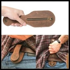 Men EDC Vintage Leather Bag Self-Defense Coin Purse Coin Wallet