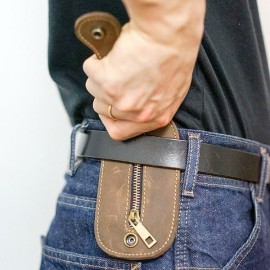 Men EDC Vintage Leather Bag Self-Defense Coin Purse Coin Wallet