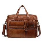 Men Genuine Leather 13.3 Inch Laptop Briefcase Business Laptop Bag Vintage Shoulder Bag