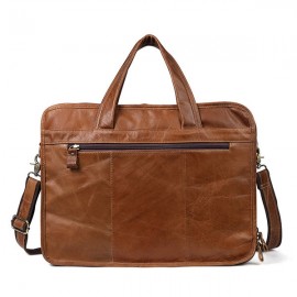 Men Genuine Leather 13.3 Inch Laptop Briefcase Business Laptop Bag Vintage Shoulder Bag