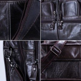 Men Genuine Leather 13.3 Inch Laptop Briefcase Business Laptop Bag Vintage Shoulder Bag