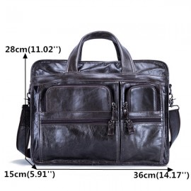 Men Genuine Leather 13.3 Inch Laptop Briefcase Business Laptop Bag Vintage Shoulder Bag
