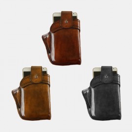 Men Genuine Leather 6.3 Inch EDC Retro Short Cell Phone Case Belt Bag