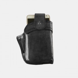 Men Genuine Leather 6.3 Inch EDC Retro Short Cell Phone Case Belt Bag