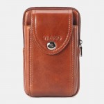 Men Genuine Leather 6.3 Inch Phone Belt Bag Solid Vintage Phone Bag