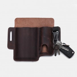 Men Genuine Leather 6.5 Inch Phone Keychain Belt Sheath Belt Bag