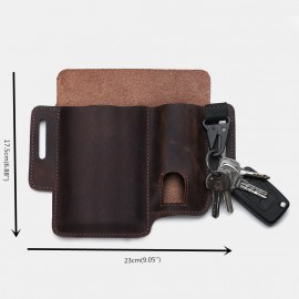 Men Genuine Leather 6.5 Inch Phone Keychain Belt Sheath Belt Bag