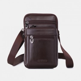 Men Genuine Leather 6.5 Inch Retro Short Cell Phone Case Belt Bag