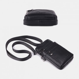 Men Genuine Leather 6.5 Inch Retro Short Cell Phone Case Belt Bag