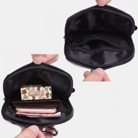 Men Genuine Leather 6.5 Inch Retro Short Cell Phone Case Belt Bag