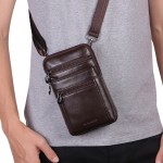 Men Genuine Leather 6.5 Inch Retro Short Cell Phone Case Belt Bag