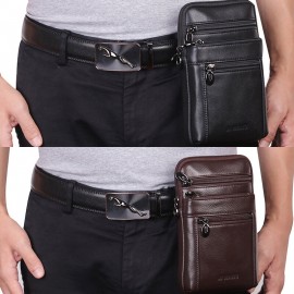 Men Genuine Leather 6.5 Inch Retro Short Cell Phone Case Belt Bag