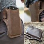 Men Genuine Leather 7.2 Inch EDC Retro Short Cell Phone Case Belt Bag