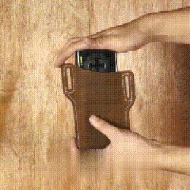 Men Genuine Leather 7.2 Inch EDC Retro Short Cell Phone Case Belt Bag