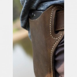 Men Genuine Leather 7.2 Inch EDC Retro Short Cell Phone Case Belt Bag