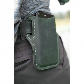 Men Genuine Leather 7.2 Inch EDC Retro Short Cell Phone Case Belt Bag