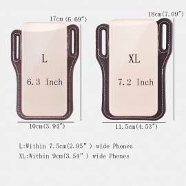 Men Genuine Leather 7.2 Inch EDC Retro Short Cell Phone Case Belt Bag