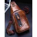 Men Genuine Leather Business Retro Chest Bag Crossbody Bag Sling Bag