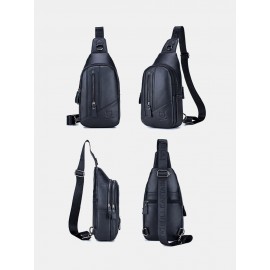 Men Genuine Leather Business Retro Chest Bag Crossbody Bag Sling Bag