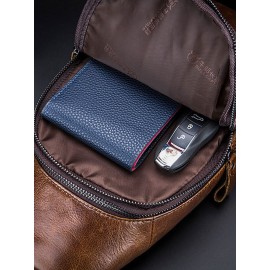 Men Genuine Leather Business Retro Chest Bag Crossbody Bag Sling Bag