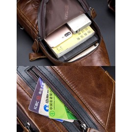 Men Genuine Leather Business Retro Chest Bag Crossbody Bag Sling Bag