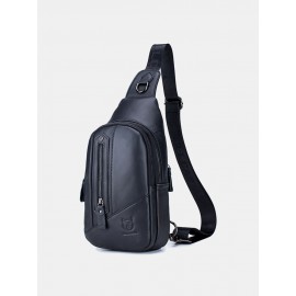 Men Genuine Leather Business Retro Chest Bag Crossbody Bag Sling Bag