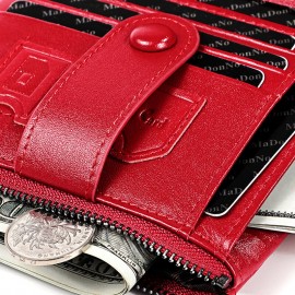 Men Genuine Leather Chain RFID Double Zipper Retro Multi-pocket Solid Wallet