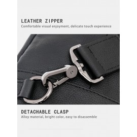 Men Genuine Leather Cow Leather Earphone Hole Crossbody Bag Chest Bag