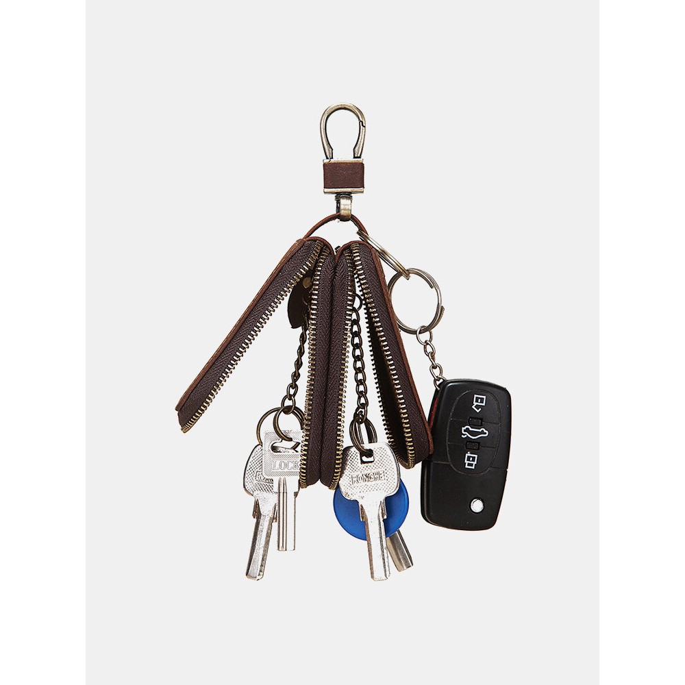 Men Genuine Leather Cow Leather Key Chain Holder Waist Bag Wallet