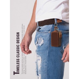 Men Genuine Leather Cow Leather Key Chain Holder Waist Bag Wallet