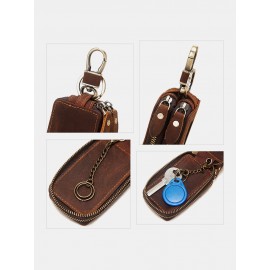 Men Genuine Leather Cow Leather Key Chain Holder Waist Bag Wallet