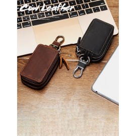 Men Genuine Leather Cow Leather Key Chain Holder Waist Bag Wallet