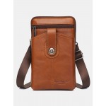 Men Genuine Leather Cow Leather Vintage 6.5 Inch Phone Bag Crossbody Bag Waist Bag Sling Bag