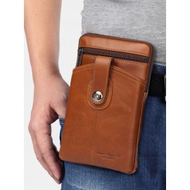 Men Genuine Leather Cow Leather Vintage 6.5 Inch Phone Bag Crossbody Bag Waist Bag Sling Bag