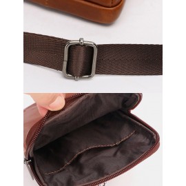Men Genuine Leather Cow Leather Vintage 6.5 Inch Phone Bag Crossbody Bag Waist Bag Sling Bag