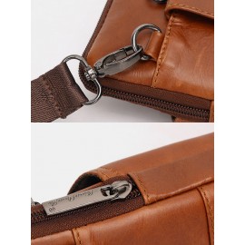 Men Genuine Leather Cow Leather Vintage 6.5 Inch Phone Bag Crossbody Bag Waist Bag Sling Bag