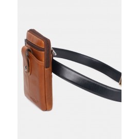 Men Genuine Leather Cow Leather Vintage 6.5 Inch Phone Bag Crossbody Bag Waist Bag Sling Bag