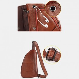 Men Genuine Leather Expandable Casual Sling Crossbody Bag