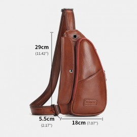 Men Genuine Leather Expandable Casual Sling Crossbody Bag