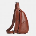 Men Genuine Leather Expandable Casual Sling Crossbody Bag