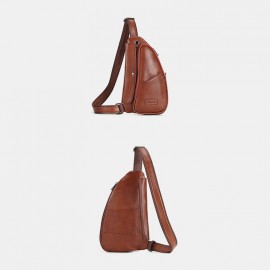Men Genuine Leather Expandable Casual Sling Crossbody Bag