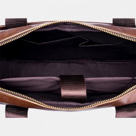 Men Genuine Leather Laptop Briefcase Crossbody Bag