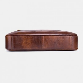 Men Genuine Leather Laptop Briefcase Crossbody Bag