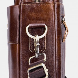 Men Genuine Leather Laptop Briefcase Crossbody Bag