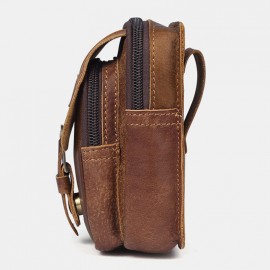 Men Genuine Leather Multi-Layers Waist Bag Belt Bag