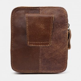 Men Genuine Leather Multi-Layers Waist Bag Belt Bag