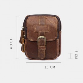 Men Genuine Leather Multi-Layers Waist Bag Belt Bag