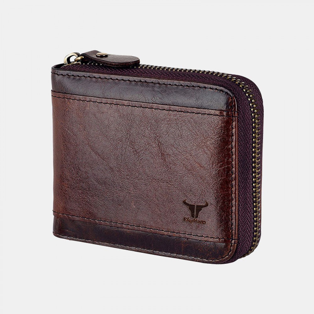 Men Genuine Leather Multi-card Slots Retro Coin Wallet SIM Card Foldable Card Holder Wallet