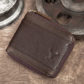 Men Genuine Leather Multi-card Slots Retro Coin Wallet SIM Card Foldable Card Holder Wallet