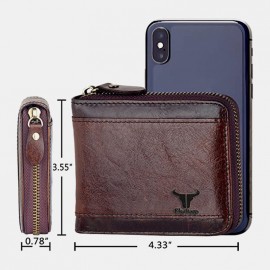 Men Genuine Leather Multi-card Slots Retro Coin Wallet SIM Card Foldable Card Holder Wallet